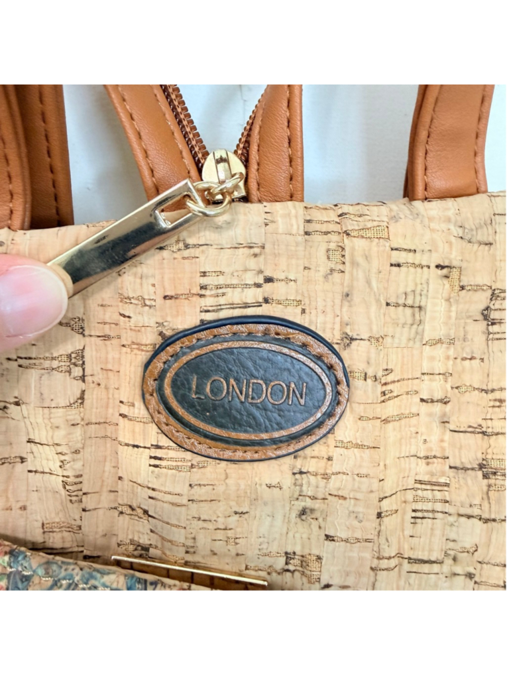 London Cork Backpack Mediterranean Style Tile Pattern - Picture 2 of 14
